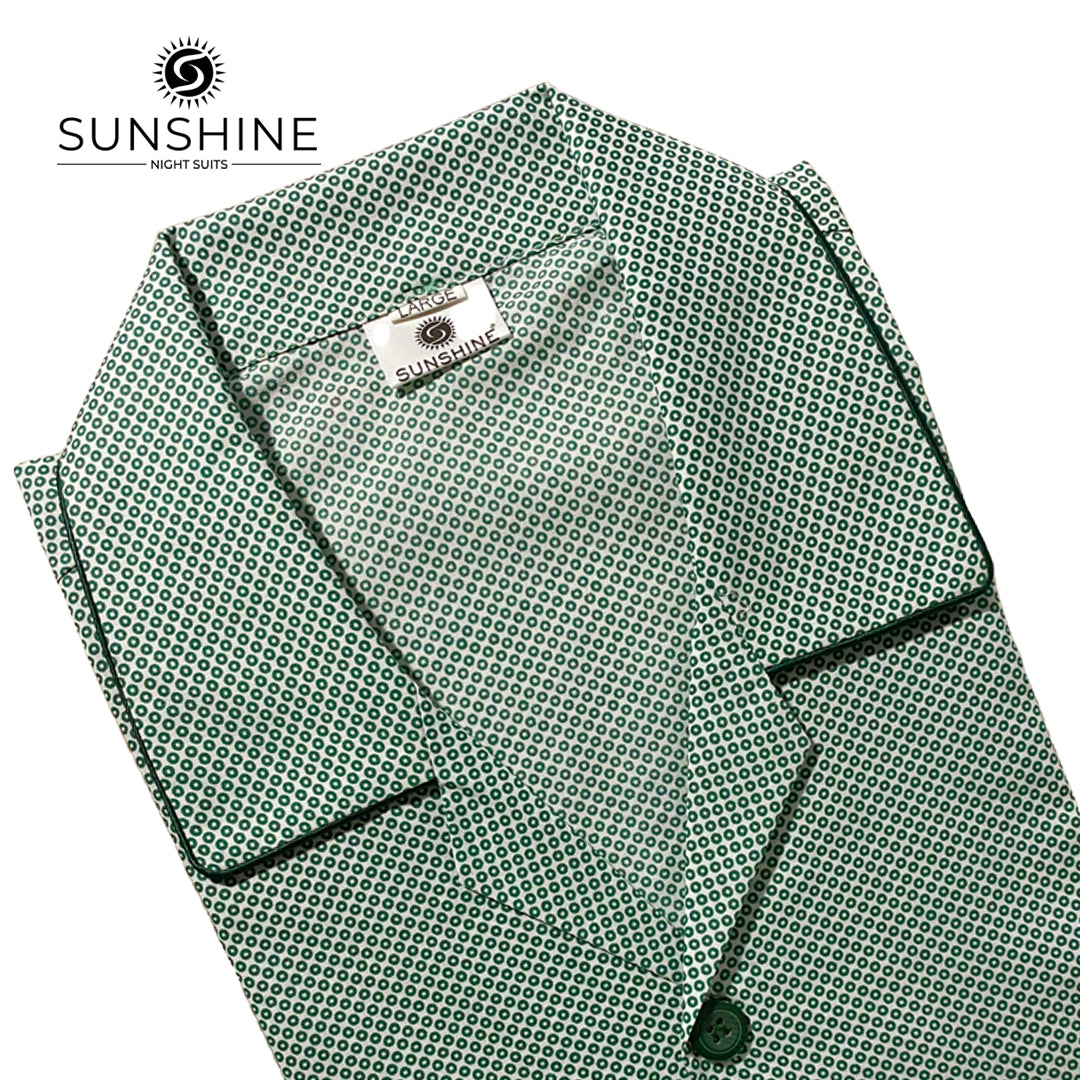 Light Green Dots Printed 100% Cotton Night Suit – MCN-52