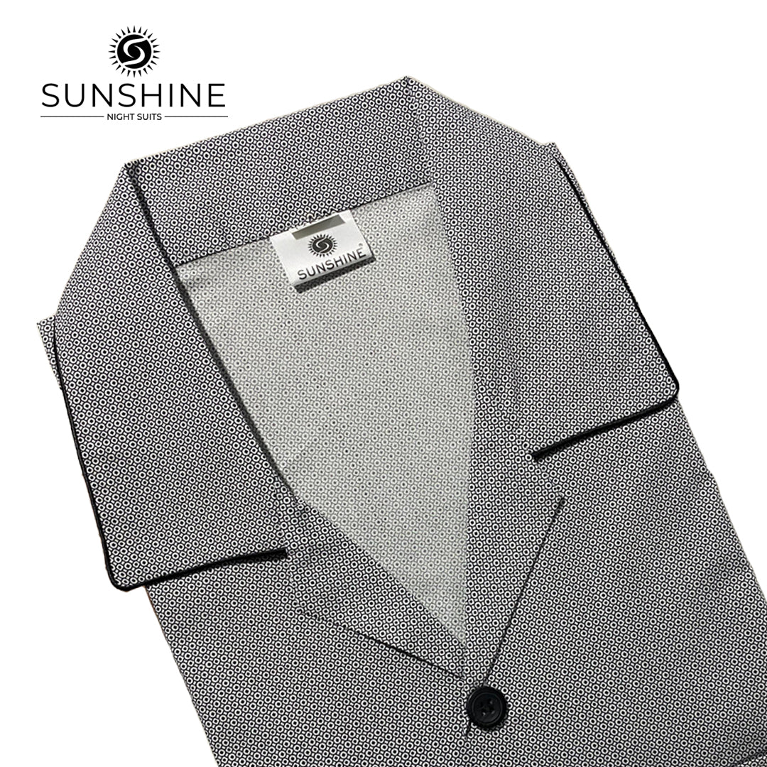 Black Geometric Printed 100% Cotton Night Suit – MCN-57