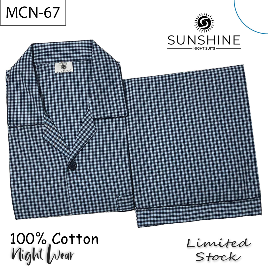 Steel Blue Check 100% Cotton Night Suit – MCN-67