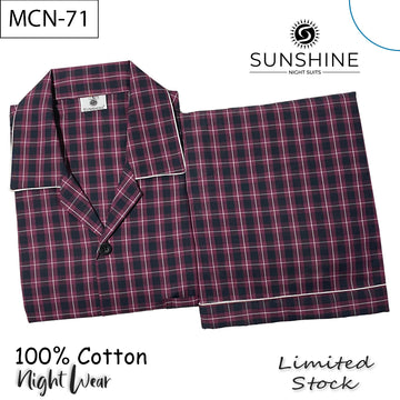 Dark Magenta Check 100% Cotton Night Suit – MCN-71