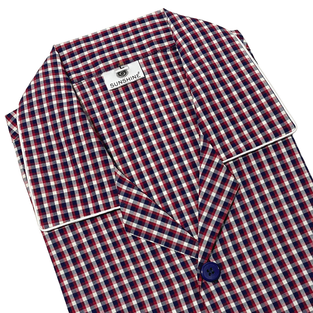 Red Blue Check 100% Cotton Night Suit – MCN-73