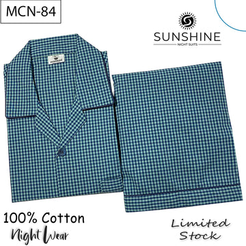 Crystal Teal Check 100% Cotton Night Suit – MCN-84