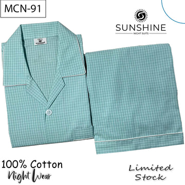 Mint Green Check 100% Cotton Night Suit – MCN-91