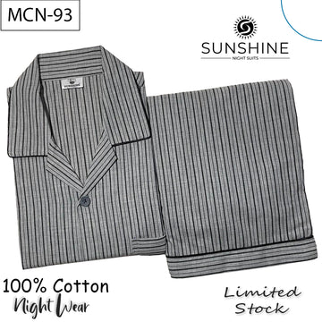 Ash Grey Stripe 100% Cotton Night Suit – MCN-93