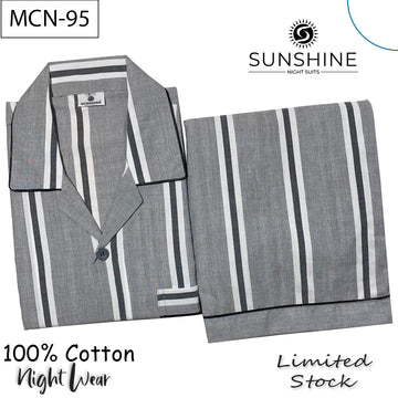 Heather Grey Stripe 100% Cotton Night Suit – MCN-95