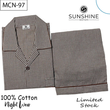 Brown Check 100% Cotton Night Suit – MCN-97