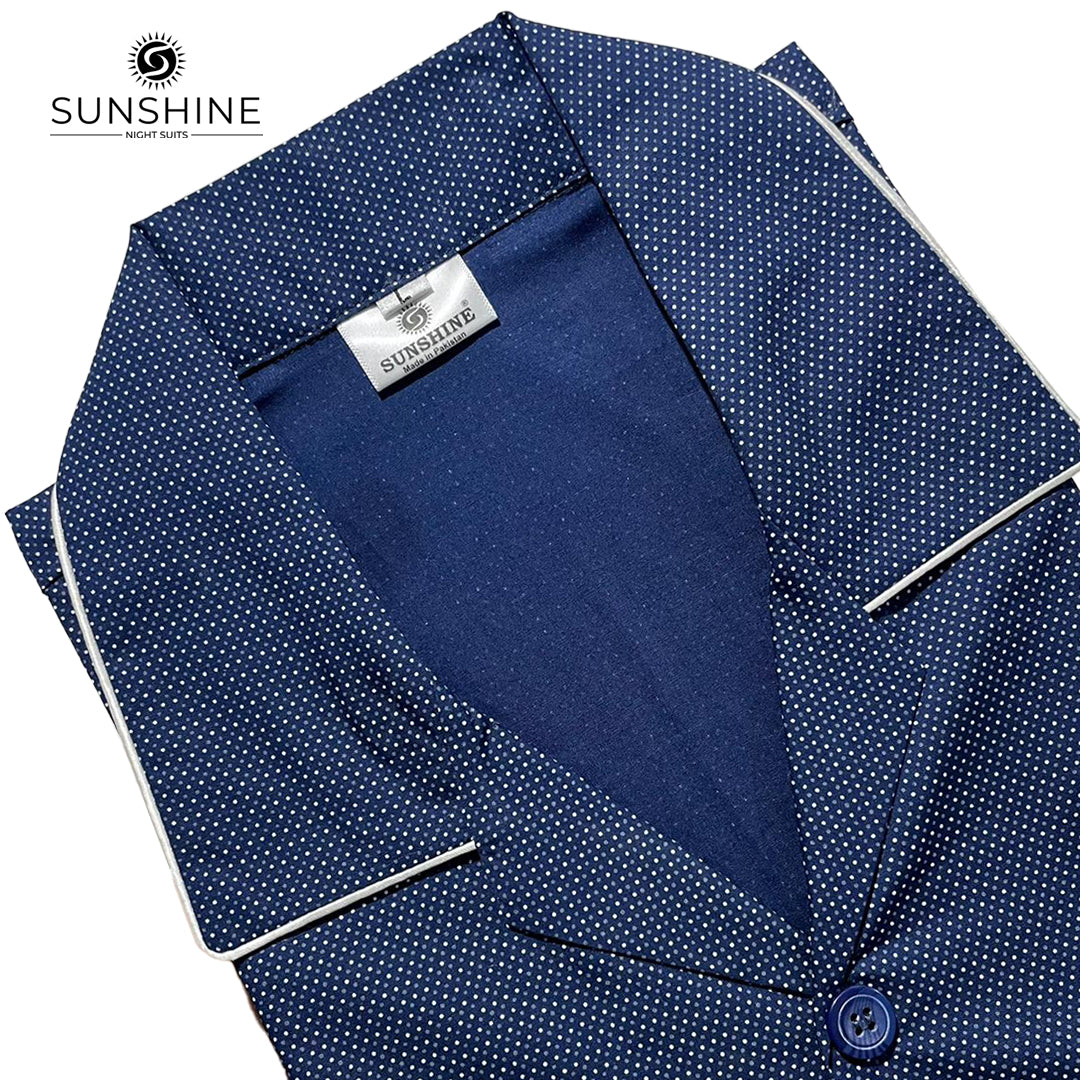 Midnight Blue Printed 100% Cotton Night Suit – MCN-98