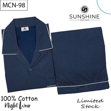 Midnight Blue Printed 100% Cotton Night Suit – MCN-98