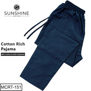 Navy Blue Check Cotton Rich Trousers MCRT-151