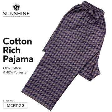 Navy Brown Check Cotton Rich Trousers – MCRT-22
