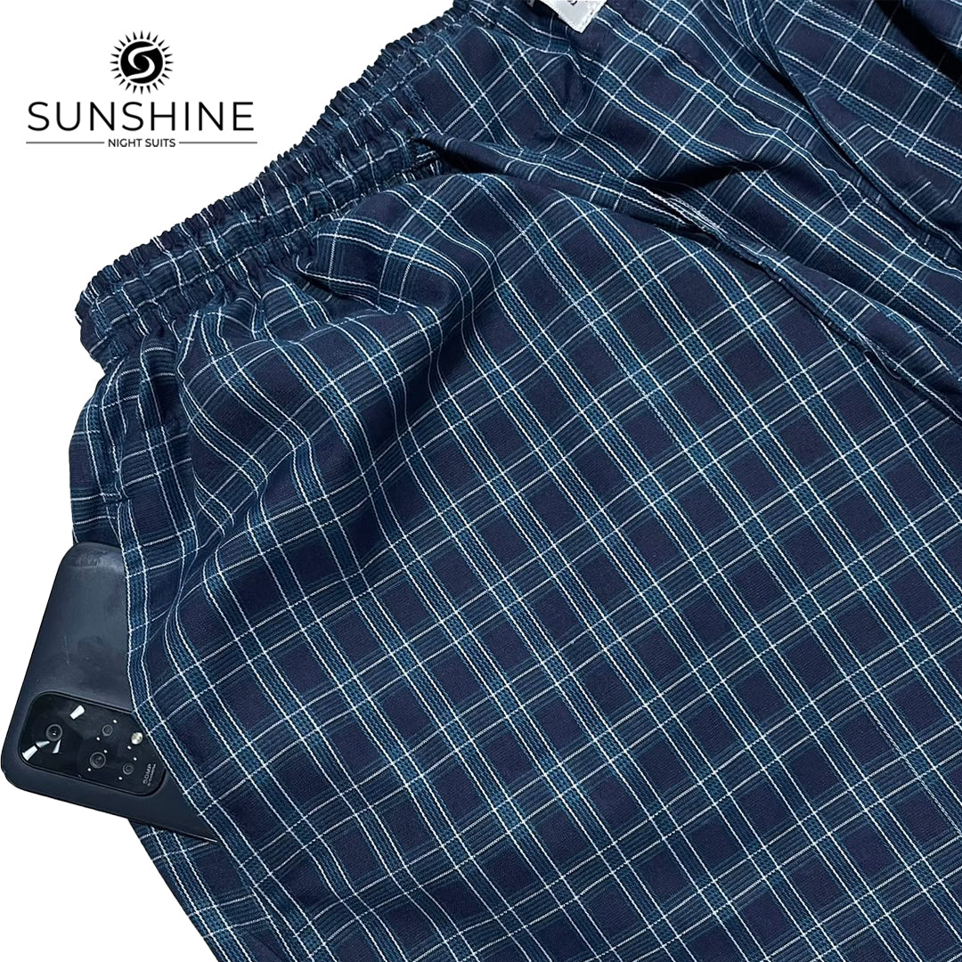 Teal Blue Check Cotton Rich Trousers – MCRT-24