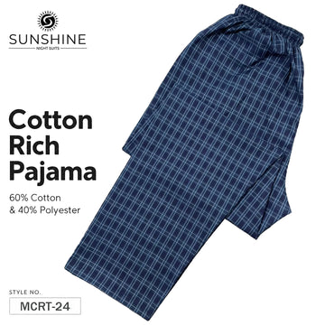 Teal Blue Check Cotton Rich Trousers – MCRT-24