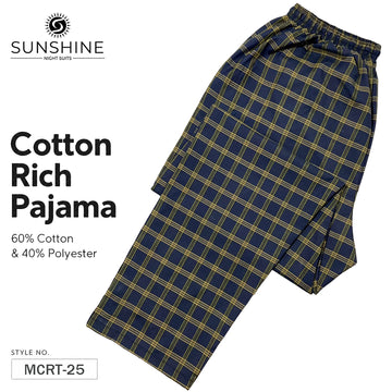 Navy Mustard Check Cotton Rich Trousers – MCRT-25