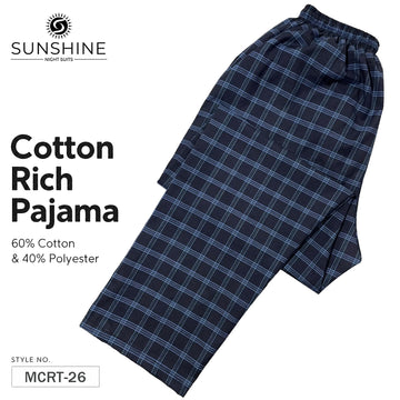 Midnight Blue Check Cotton Rich Trousers – MCRT-26