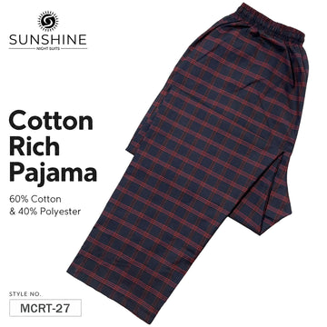 Navy Red Check Cotton Rich Trousers – MCRT-27