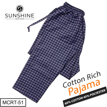 Navy Check Cotton Rich Men’s Trousers MCRT-51 – Sunshine Night Suits