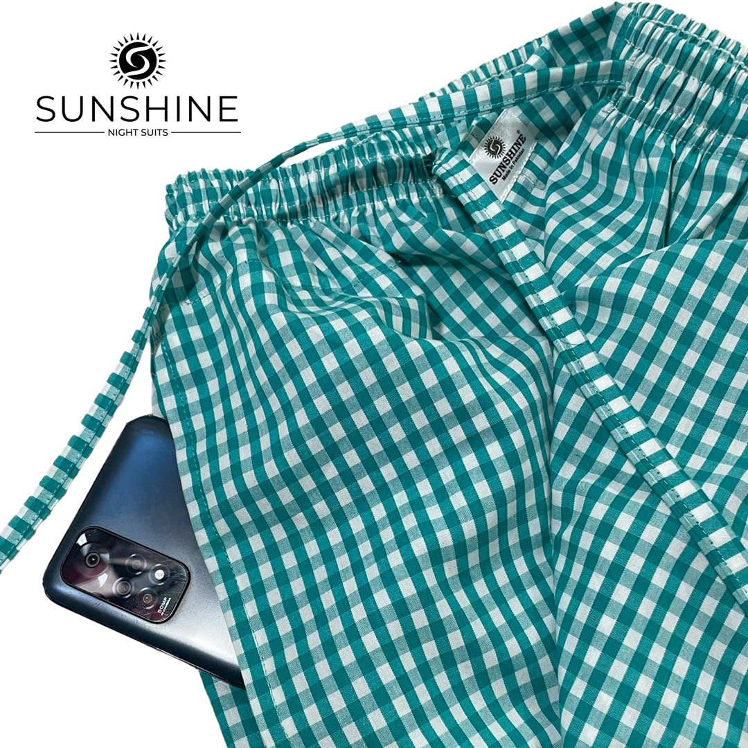 Sea Green Check 100% Cotton Trousers – MCT-107
