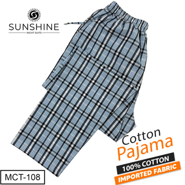 Sky Blue Check 100% Cotton Trousers – MCT-108