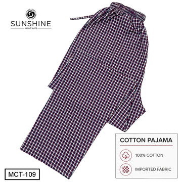 Burgundy Grid Check 100% Cotton Trousers – MCT-109