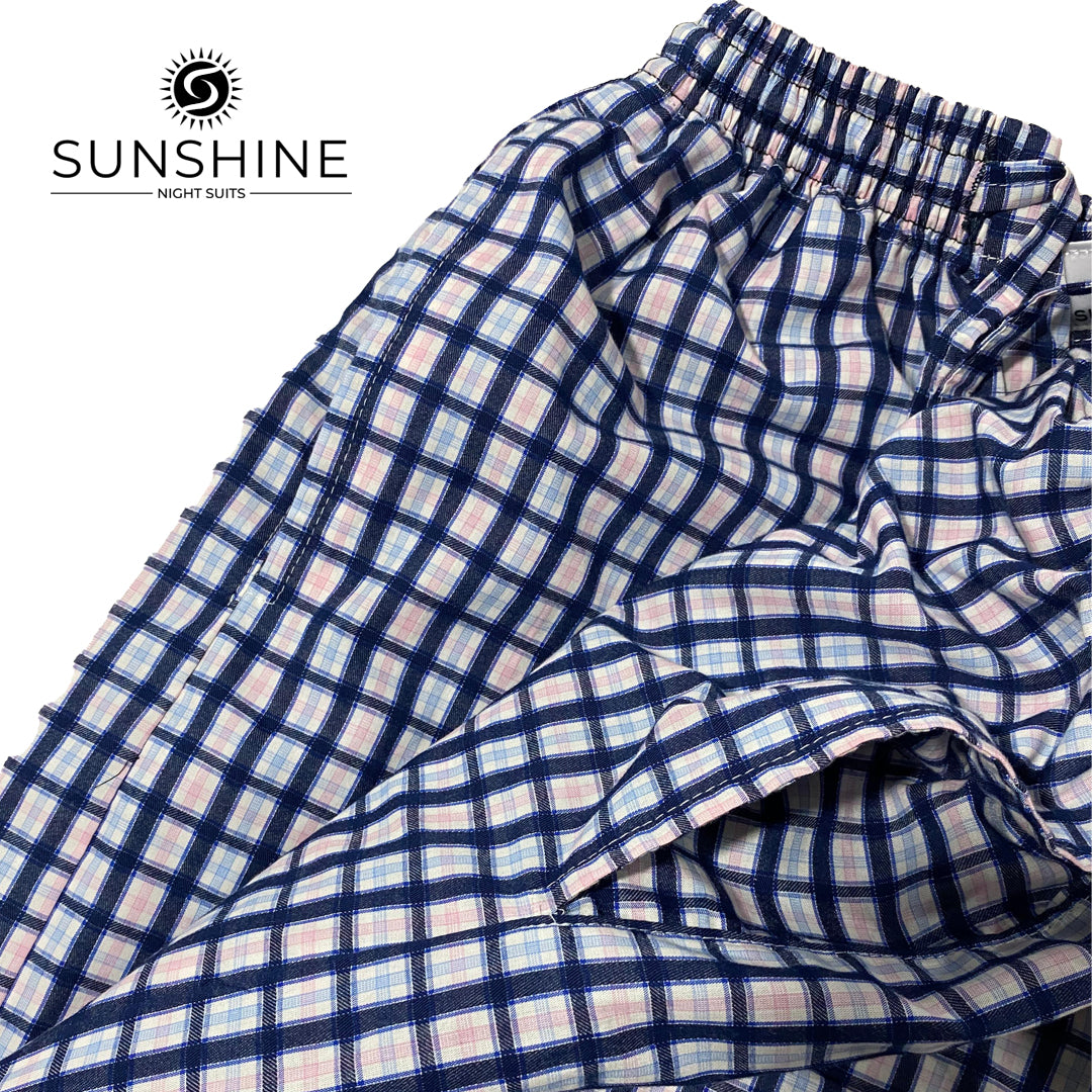 Frosty Blue Check 100% Cotton Trousers MCT-19