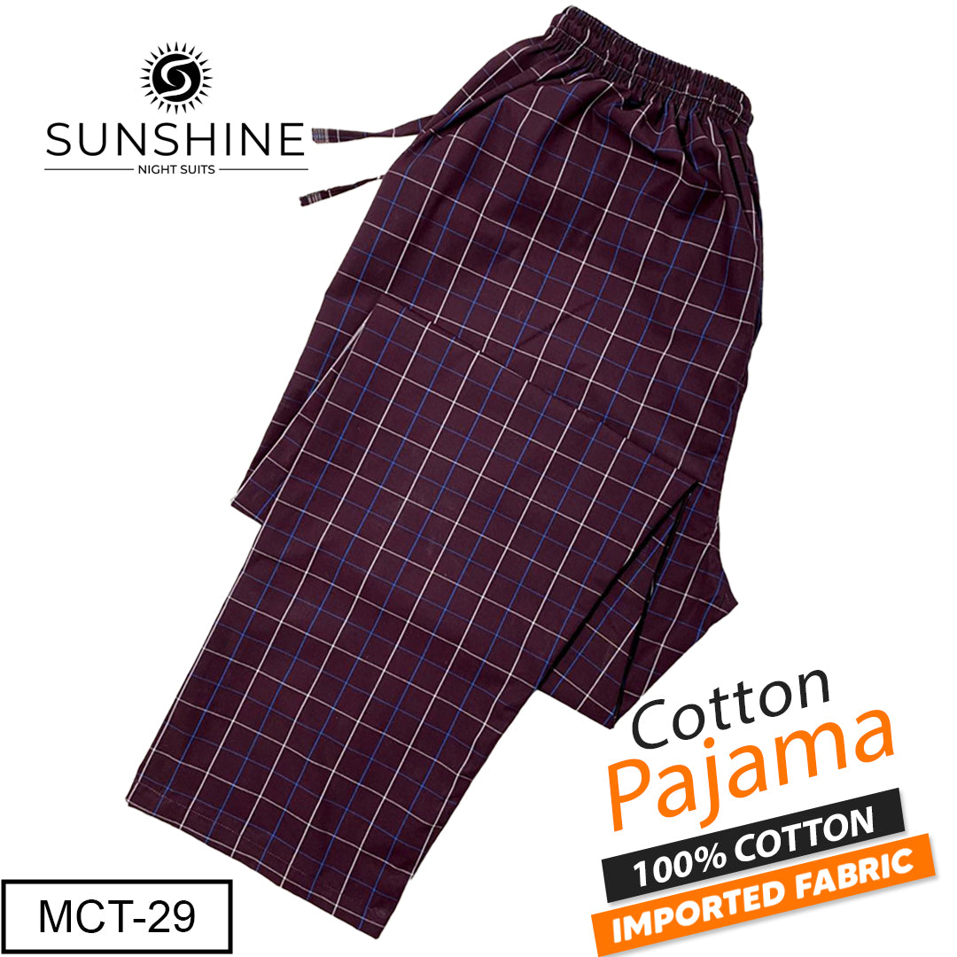 Burgundy Check 100% Cotton Trousers (MCT-29) – Elegant men’s trousers crafted from high-quality pure cotton with a deep burgundy check pattern, offering a refined and comfortable look for everyday wear.