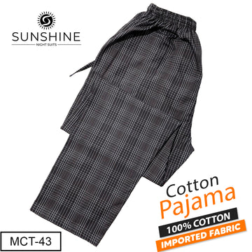 Dusk Grey Check 100% Cotton Trousers (MCT-43) – Premium men’s trousers made from soft, breathable pure cotton fabric featuring a refined dusk grey check pattern for a smart and comfortable everyday style.