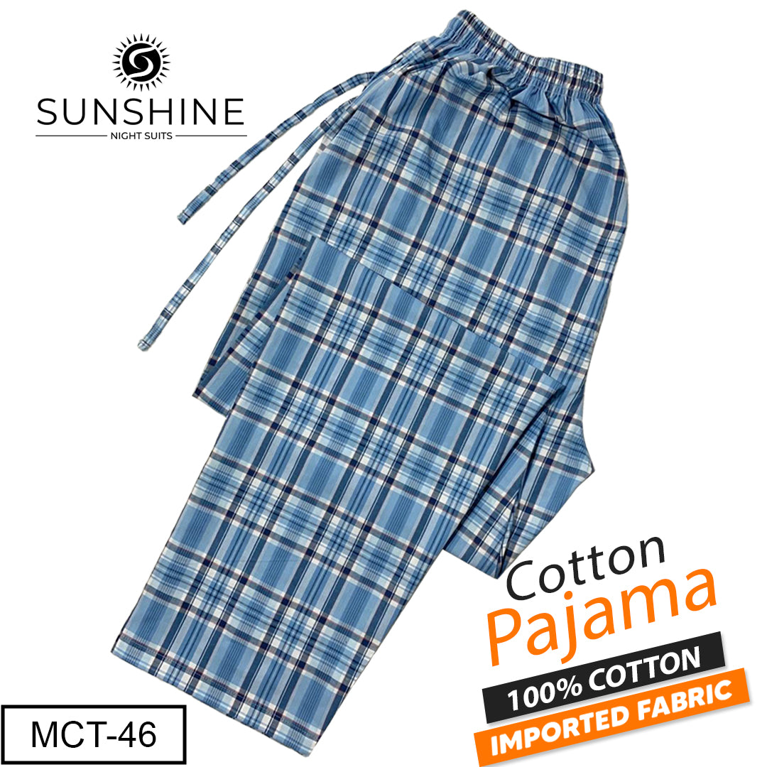 Celestial Blue Check 100% Cotton Trousers (MCT-46) – Premium men’s trousers made from soft, breathable pure cotton fabric featuring a light celestial blue check pattern for a stylish, cool, and comfortable everyday look.