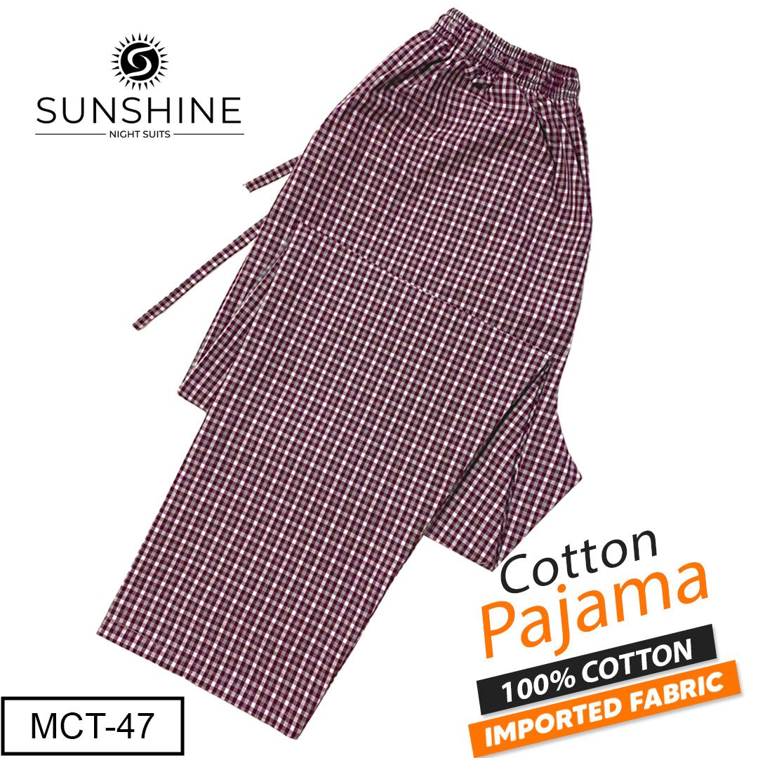 Maroon Check 100% Cotton Trousers (MCT-47) – Elegant men’s trousers crafted from high-quality pure cotton fabric featuring a rich maroon check pattern for a classy and comfortable everyday style.