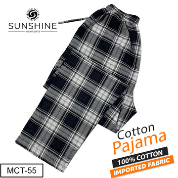 Black White Plaid 100% Cotton Trousers – MCT-55 | Lightweight Thin Fabric