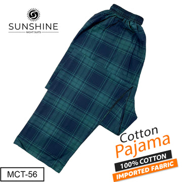 Dark Green Plaid 100% Cotton Trousers – MCT-56 | Lightweight Thin Fabric