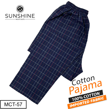 Navy Grid Check 100% Cotton Trousers – MCT-57