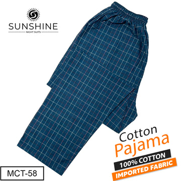 Teal Grid Check 100% Cotton Trousers – MCT-58
