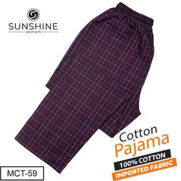 Maroon Grid Check 100% Cotton Trousers – MCT-59