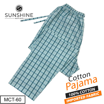 Aqua Blue Check 100% Cotton Trousers – MCT-60