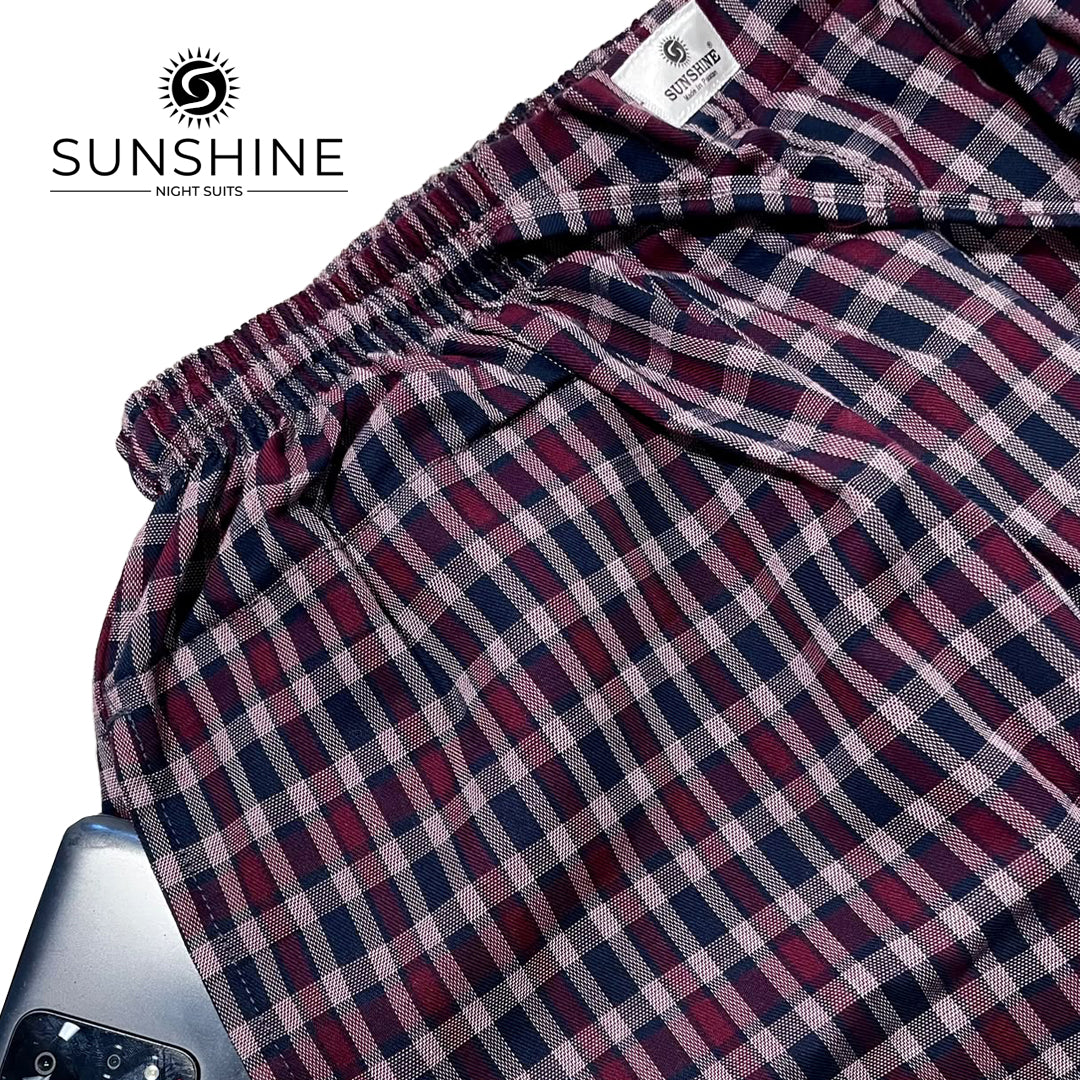 Navy Maroon Check 100% Cotton Trousers – MCT-63