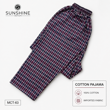 Navy Maroon Check 100% Cotton Trousers – MCT-63