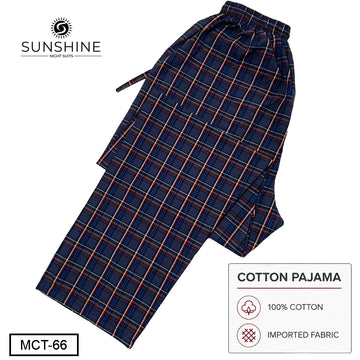 Navy Tartan Check 100% Cotton Trousers – MCT-66