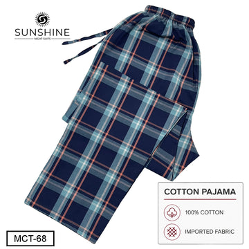 Aqua Navy Check 100% Cotton Trousers – MCT-68