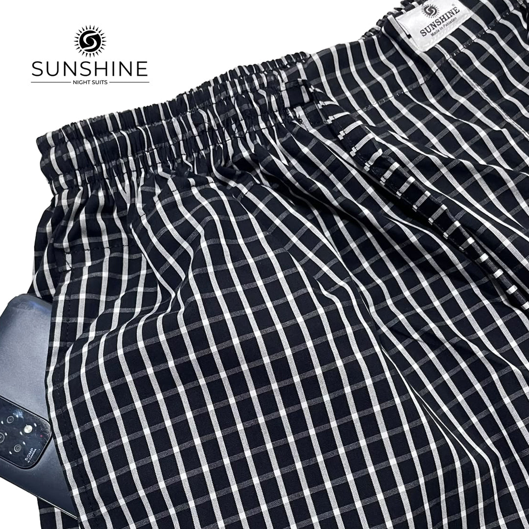 Black Micro Check 100% Cotton Trousers – MCT-69