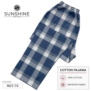 Navy Grey Check 100% Cotton Trousers – MCT-75