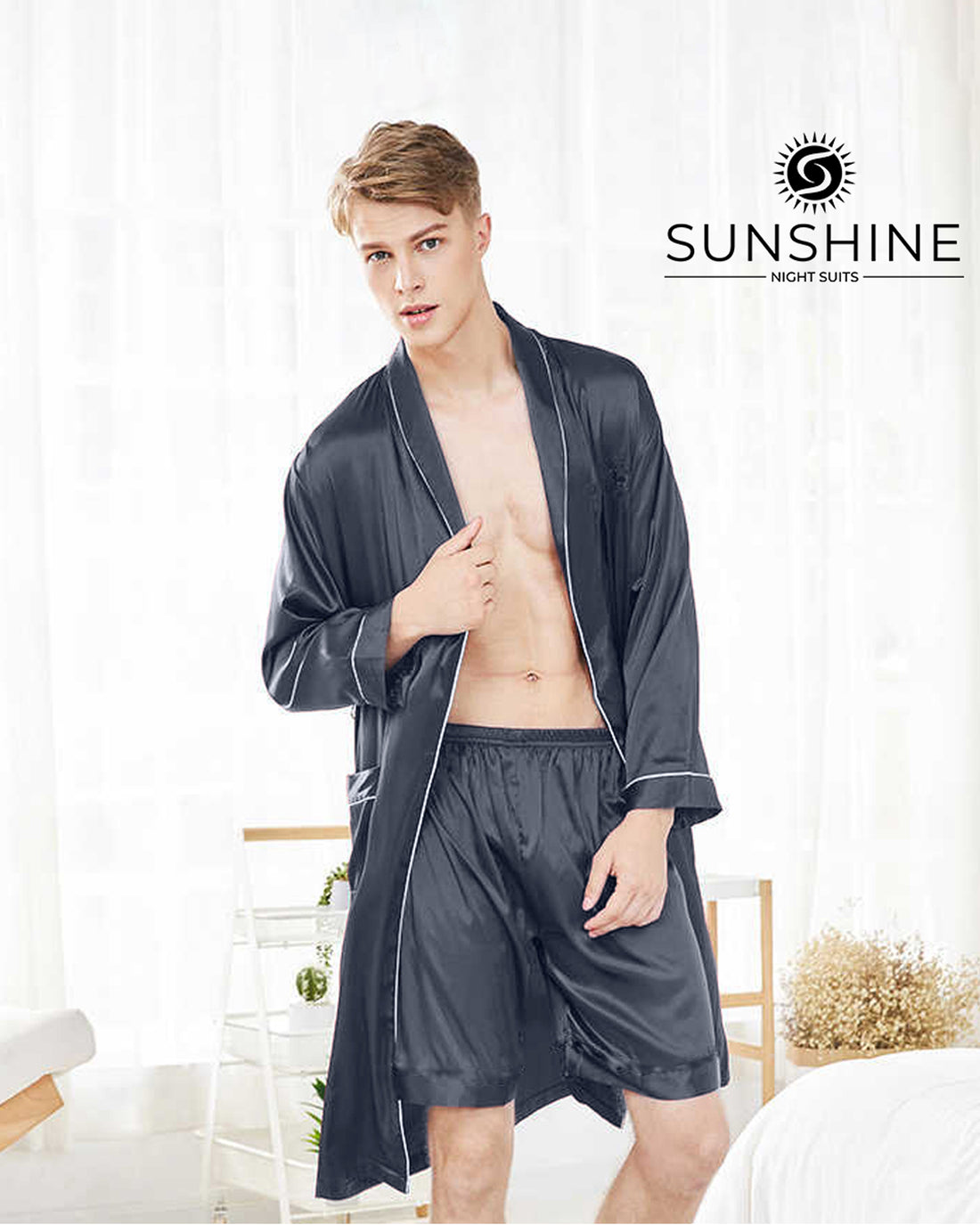 Malaysian Grey Silk Gown for Men MSG-01. Elevate your style with sophistication. Shop Now