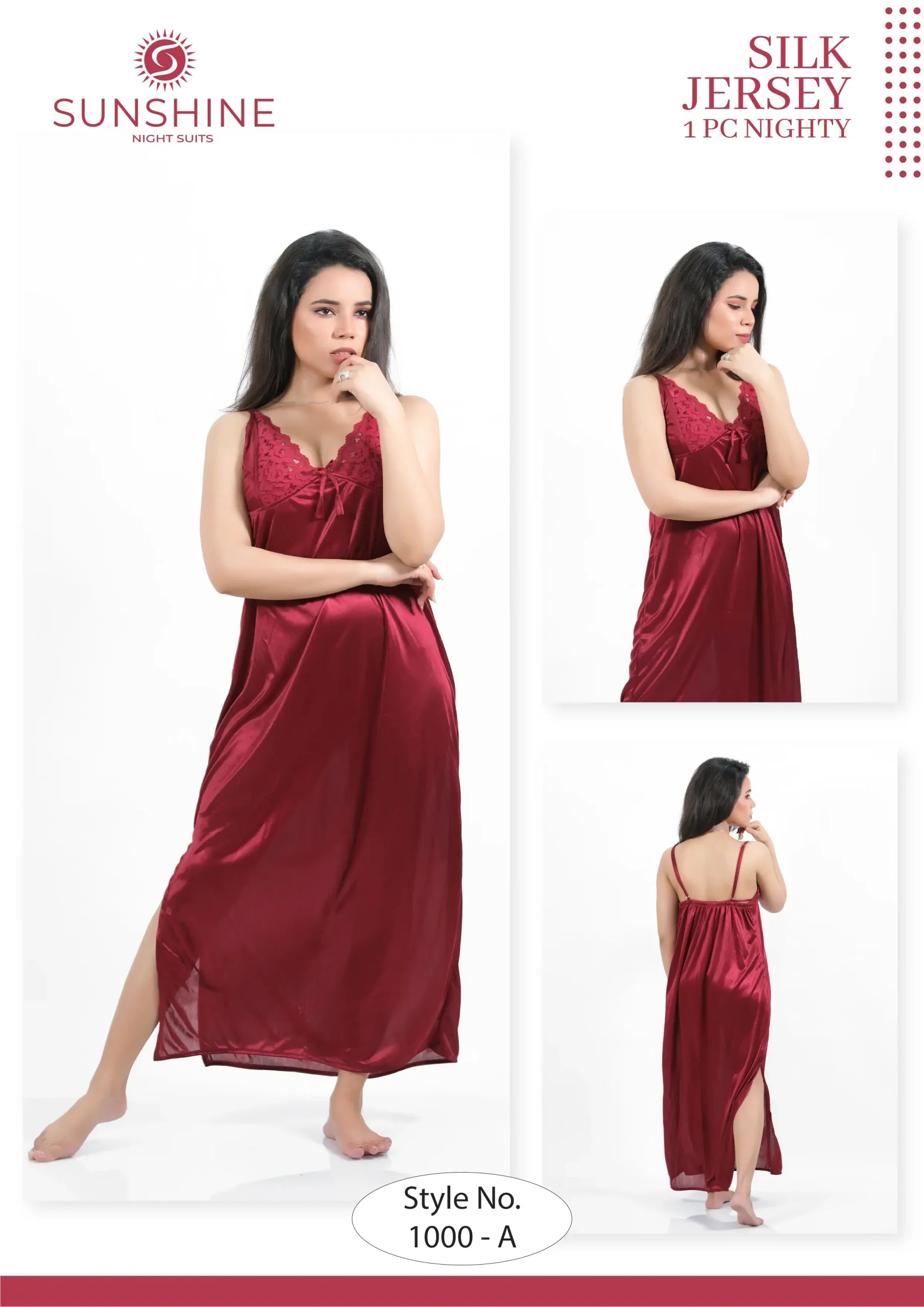 Maroon 1pc Bridal Nighty Set For women