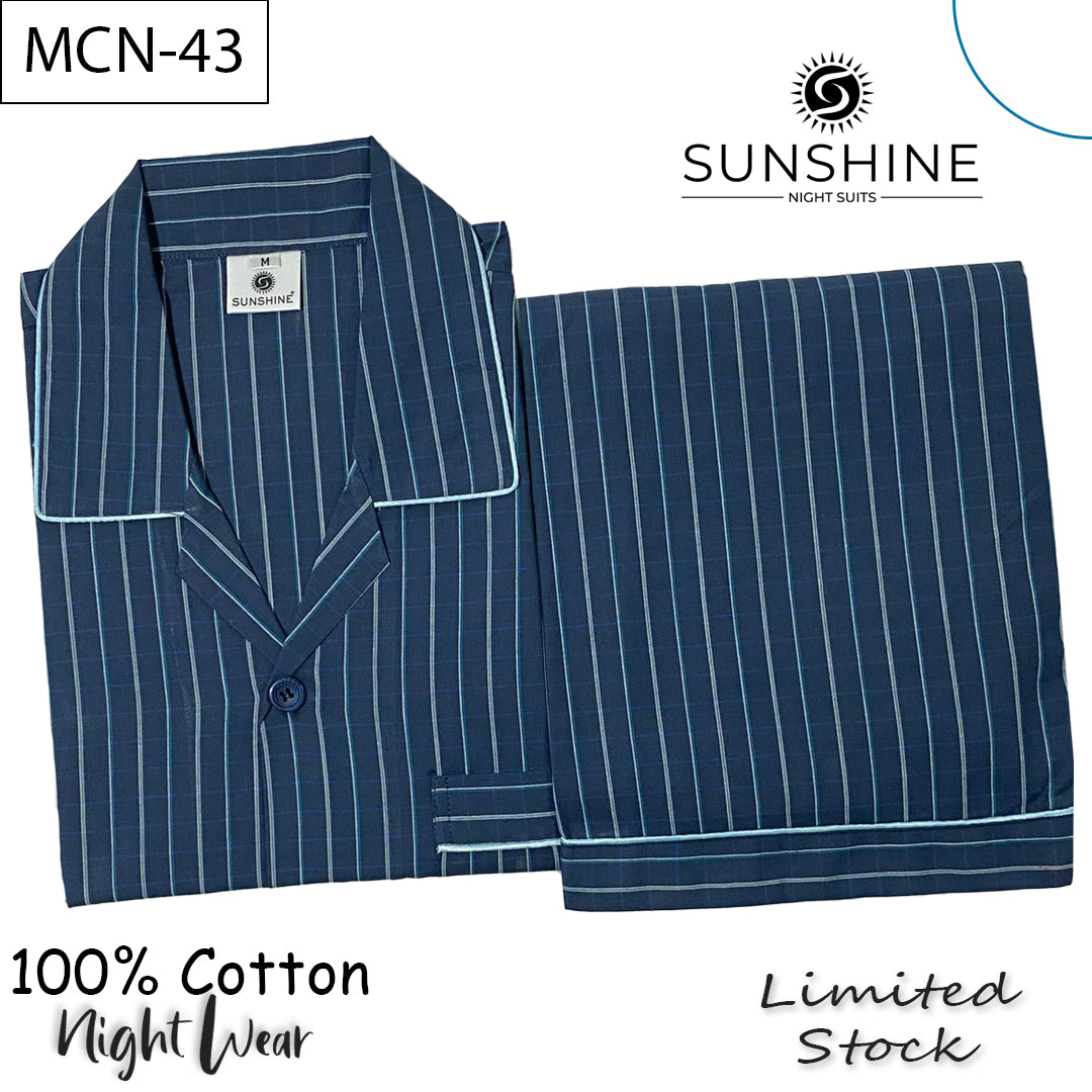 Steel Blue Check 100% Cotton Night Suit – MCN-43