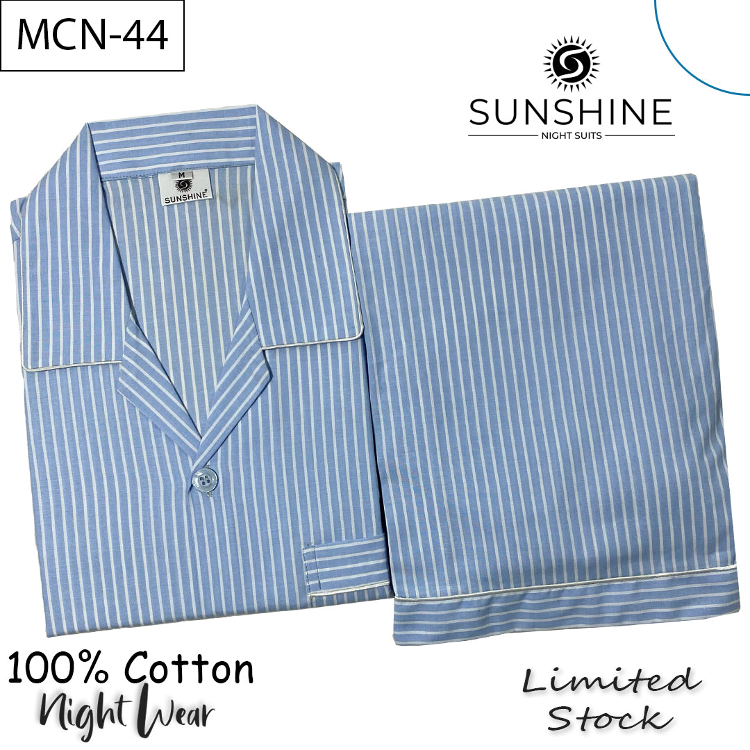 Baby Blue Stripe 100% Cotton Night Suit – MCN-44