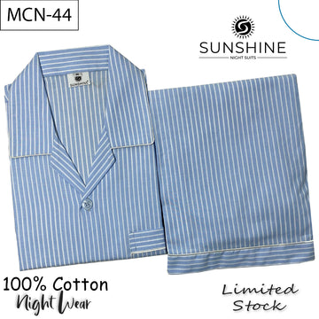 Baby Blue Stripe 100% Cotton Night Suit – MCN-44