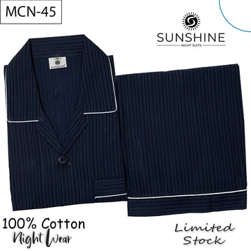 Dark Blue Stripe 100% Cotton Night Suit – MCN-45