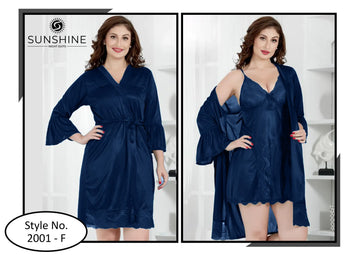 N-Blue Silk Bridal Nighty 2001-F Set For women In Pakistan. Shop Now