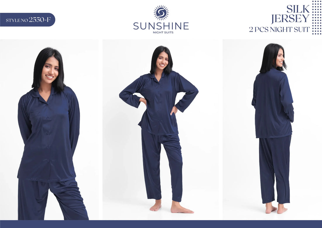 Silk Jersey Pajamas Set 2550-F For Women in Pakistan - Easy wear, stylish design, ultimate comfort.