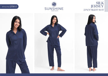 Silk Jersey Pajamas Set 2550-F For Women in Pakistan - Easy wear, stylish design, ultimate comfort.