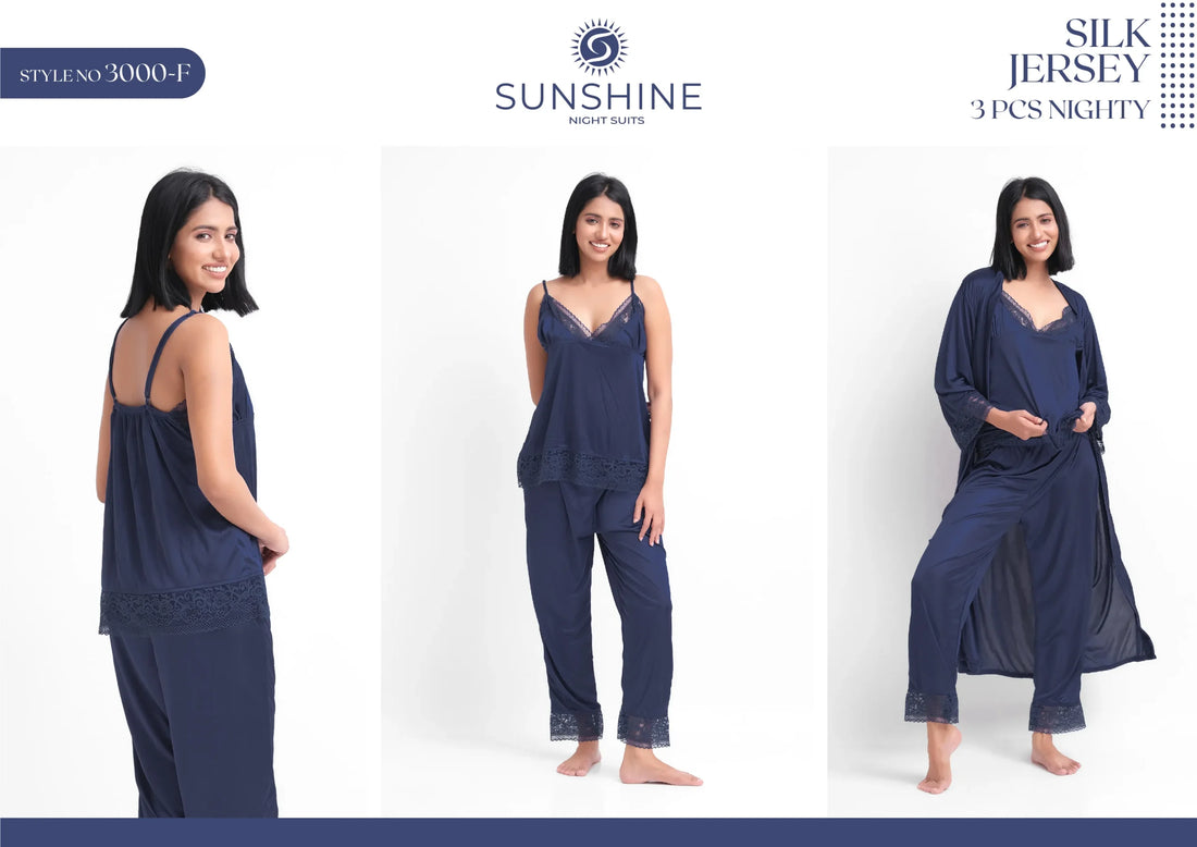 N-Blue Silk Jersey Nighty 3000-F Set For women In Pakistan. Shop Now